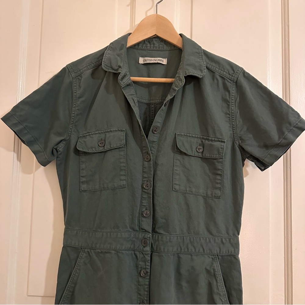 Outerknown S.E.A. Jumpsuit Cotton Short Sleeve Olive Night Green Size Small - Picture 5 of 8